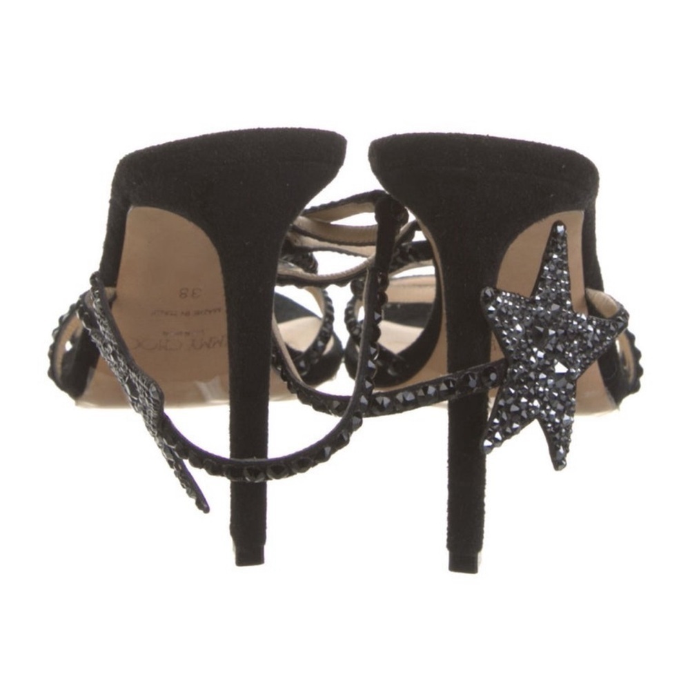 Jimmy Choo Lynn 100 Black Crystal Star Embellished Heeled Sandals Size 7 - Picture 8 of 9